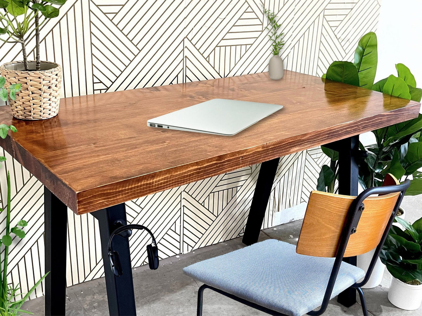 Wood Office Desk - Desk - Reclaimed Wood & Steel Desk